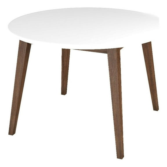 Crawford Modern Style Solid Wood Walnut/White Top Rectangular 43.3" Dining Table