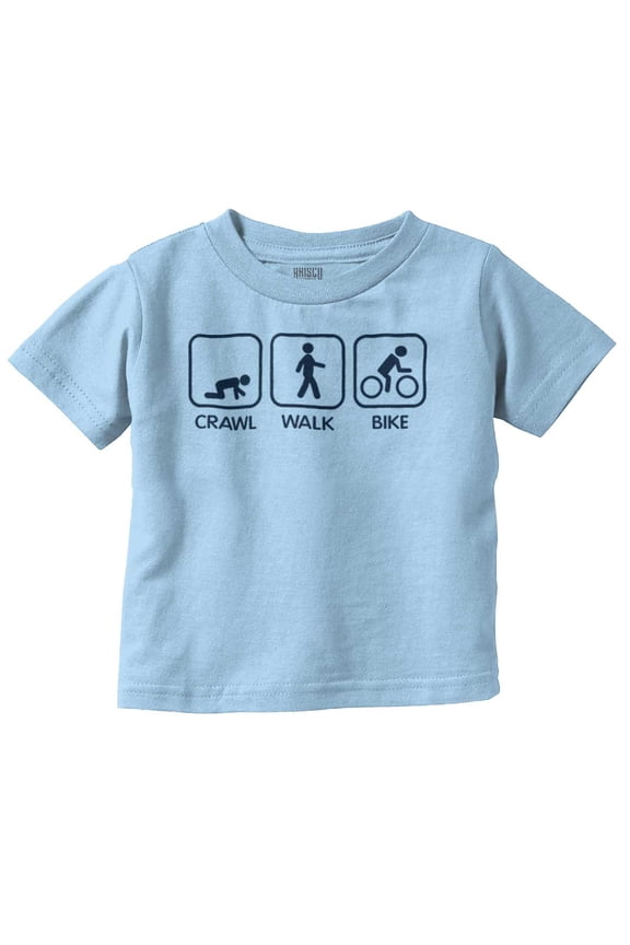 Crawl Walk Bike Street Sign Humor Toddler Boy Girl T Shirt Infant Toddler Brisco Brands 18M