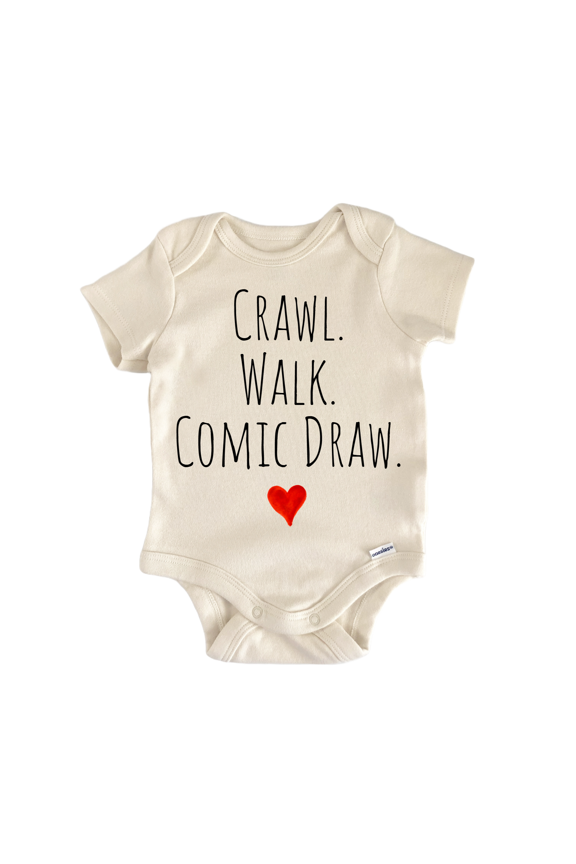 Crawl Walk Comic Draw - Baby Bodysuit