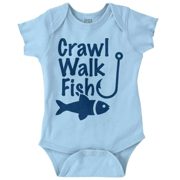 Crawl Walk Fish Hook Outdoor Lover Romper Boys or Girls Infant Baby Brisco Brands 12M