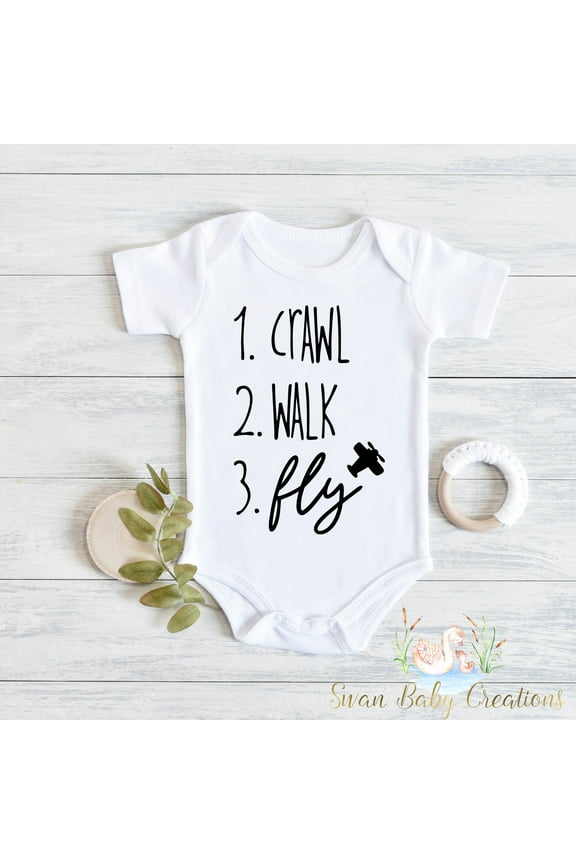 Crawl Walk Fly Baby , Flight Buddy Baby, Cute Co Pilot Bodysuit, Airplane Baby , Air-Force Kids T-Shirt Cute And Cool Baby Bodysuit, Baby Bodysuit Lat 4424