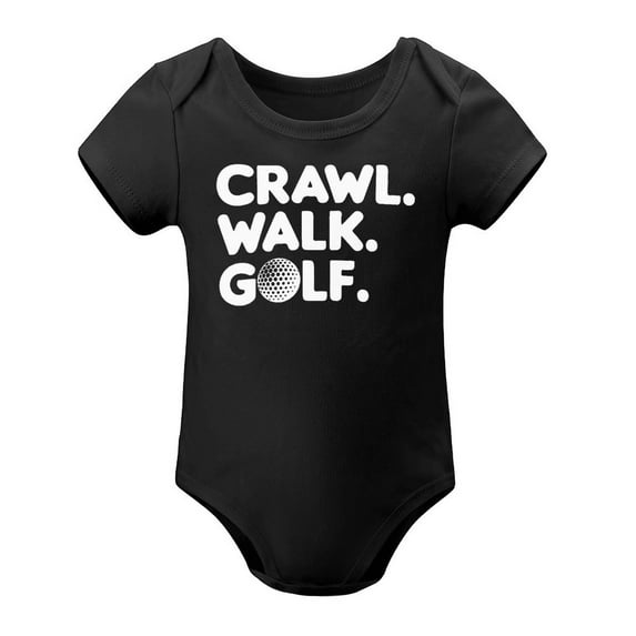 Crawl, Walk, Golf - Golfing Buddy - Baby Clothes - Funny Newborn Bodysuit Outfits for Boys And Girls Black-style 6months