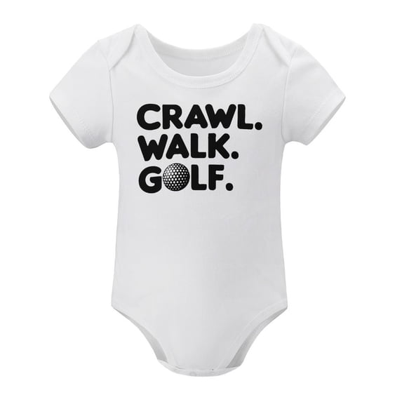 Crawl, Walk, Golf - Golfing Buddy - Baby Clothes - Funny Newborn Bodysuit Outfits for Boys And Girls White-style-1 9months