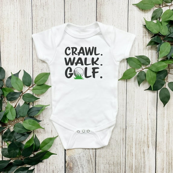 Crawl Walk Golf Onesie Golfing Baby Onesie, Golf Baby Body Suit. Newborn Baby Gift, Cute and Cool Baby Bodysuit, Cute Natural Baby Onesie, BABY BODYSUIT LAT 4424