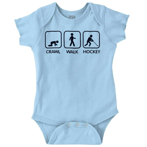 Crawl Walk Hockey Street Sign Humor Romper Boys or Girls Infant Baby Brisco Brands 12M