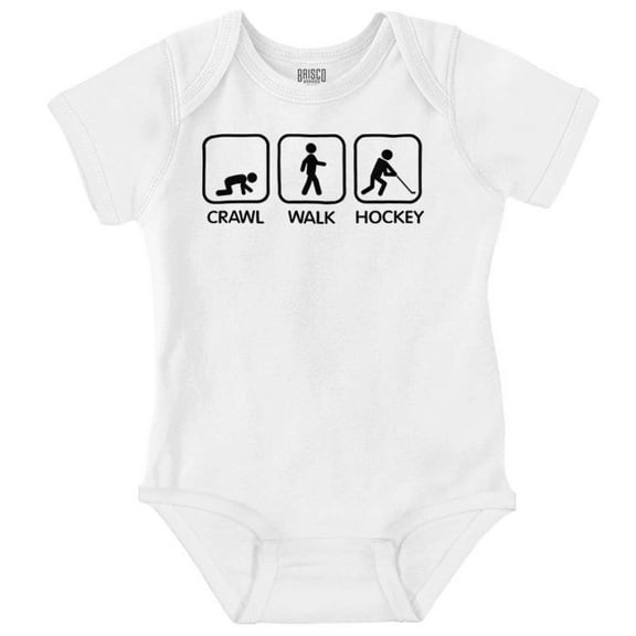 Crawl Walk Hockey Street Sign Humor Romper Boys or Girls Infant Baby Brisco Brands 24M