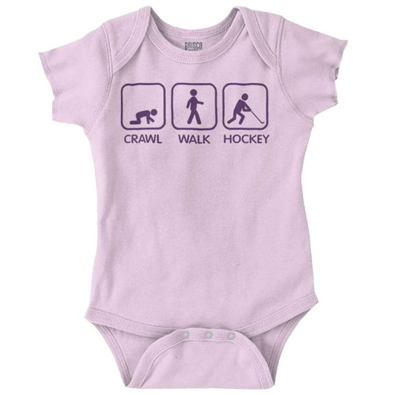 Crawl Walk Hockey Street Sign Humor Romper Boys or Girls Infant Baby Brisco Brands NB