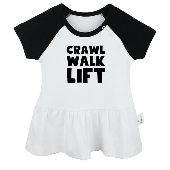 Crawl Walk Lift Funny Dresses For Baby, Newborn Babies Skirts, Infant Princess Dress, 0-24M Kids Graphic Clothes (Black Raglan Dresses, 12-18 Months)