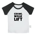 thumbnail image 1 of Crawl Walk Lift Funny T shirt For Baby, Newborn Babies T-shirts, Infant Tops, 0-24M Kids Graphic Tees Clothing (Short Black Raglan T-shirt, 6-12 Months), 1 of 4