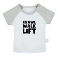 thumbnail image 1 of Crawl Walk Lift Funny T shirt For Baby, Newborn Babies T-shirts, Infant Tops, 0-24M Kids Graphic Tees Clothing (Short Gray Raglan T-shirt, 12-18 Months), 1 of 4