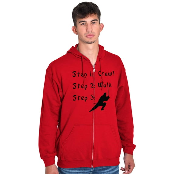 Crawl Walk Ninja Stealth Karate Men Big & Tall Zip Hoodie Brisco Brands 2X