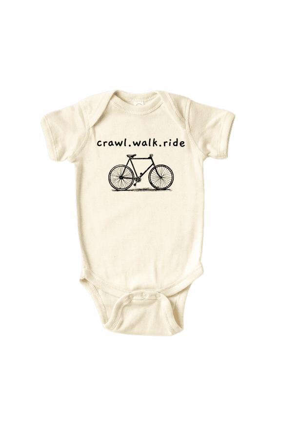 Crawl Walk Ride Bike Shirt Premium Custom Baby Clothes Unisex Baby Announcement Gift for Mom Newborn Outfit 0-3m Natural