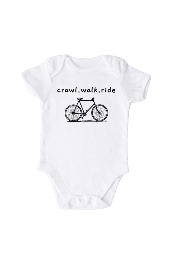 Crawl Walk Ride Bike Shirt Premium Custom Baby Clothes Unisex Baby Announcement Gift for Mom Newborn Outfit 0-3m White
