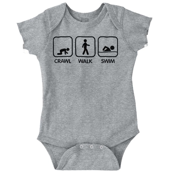 Crawl Walk Swim Athletic Romper Boys or Girls Infant Baby Brisco Brands NB