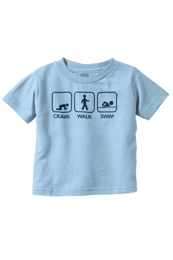 Crawl Walk Swim Athletic Toddler Boy Girl T Shirt Infant Toddler Brisco Brands 2T
