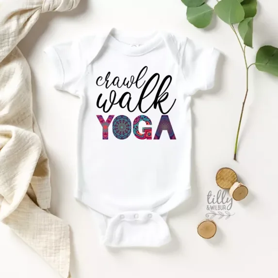 Crawl Walk Yoga Baby Bodysuit, Unisex Yoga Bodysuit, Yoga Gift, Yoga Baby Cute Baby Onesie, Baby Bodysuit Lat 4424 Cute Baby Onesie, BABY BODYSUIT LAT 4424