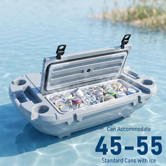 Crawler Cooler, 40QT Rolling Floating Cooler with Wheels, Amphibious Floating Cooler and Dry Storage Vessel, Amphibious Floating Cooler for Camping, Beach, Kayak, Boating, Pool, Lake