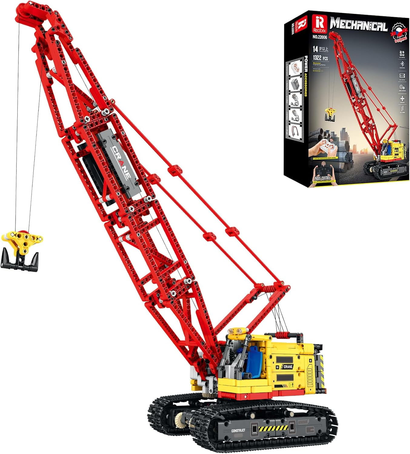 Crawler Crane Building Blocks Set,RC Remote Control Crane Construction Vehicles Toy for Adults,1322 PCS Engineering Truck,Birthday Gifts Ideas for Adults 22006