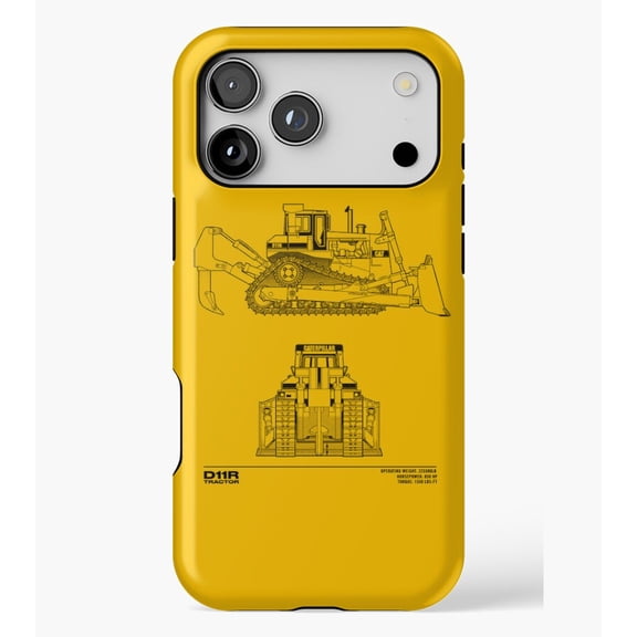 Crawler Tractor Blueprint M2277, Protective Case for iPhone 17 16 15 14 13 12 11 Pro Max – Modern Unisex Style