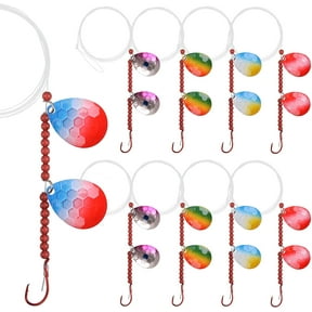 Crawler Walleye Spinner Rig Kit, 10 Packs Walleye Rig Harness Fishing Making Kit Colorado Blades Mono Leader Hooks Clevises Beads