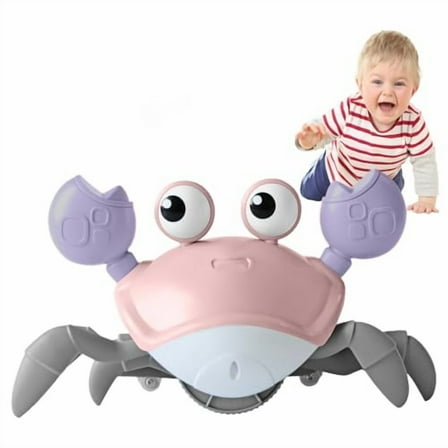 Crawling Crab Baby Toy Fantastic Creatures Toys Infant Sensory Tummy time Toys 3 4 5 6 7 8 9 10 11 12 Babies boy Girl Learning Crawl 3-6 6-12 Walking Toddler Gifts for 36 Months Old (Pink)