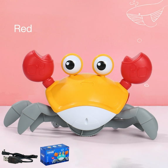 Crawling Crab Baby Toy, with LED Light Music and Sensor, can Automatically Avoid colliders, USB Charging, Interactive Learning to Develop Intellectual Toys