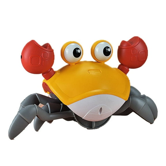 Crawling Crab Baby Toy with Music and LED Light,Sensory Tummy Time Toys 0-6 6-12 12-18 36 Months Babies Boy Girl Learning Crawl,Interactive Walking Dancing Moving Crab Toddler Birthday Gift,Orange