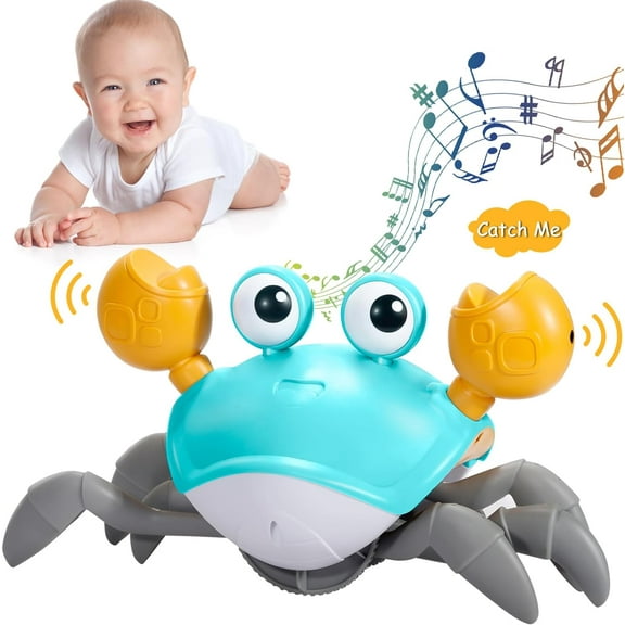 Crawling Crab Baby Toy,Rechargeable Infant Tummy Time Toys,Walking Dancing Sensing Crab for Toddler