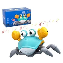 Crawling Crab Baby Toy with Music and LED Light Up,Toddler Interactive Learning Development Toy with Automatically Avoid Obstacles(Green)