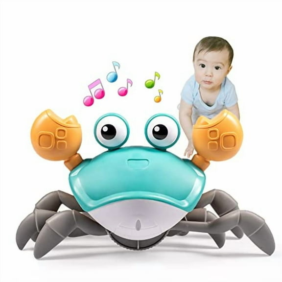 Crawling Crab Baby Toys - Infant Tummy Time Toy Gifts 3 4 5 6 7 8 9 10 11 12 Babies Boy Girl Dancing Walking Moving Learning Crawl 36 Months Old Boys Girls Toddler Birthday Gifts (Green)
