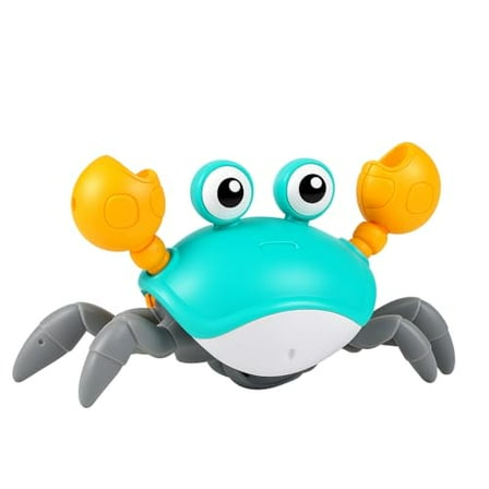 Crawling Crab – Moving,Dancing,Walking Toy for Babies & Toddlers | Interactive Tummy Time Crab with Music & Lights | Boys & Girls Infant Crawling Toys & Baby (Blue)