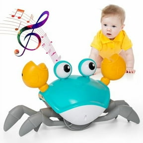 Crawling Crab Toy Tummy Time Crab with Sound On/Off,Interactive Walking & Dancing Crab,Rechargeable,Sensory Development,Birthday Gift for Boys & Girls