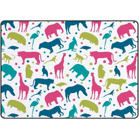 Crawling Indoor Carpet Play Mat Animals Colorful for Living Room Bedroom Educational Nursery Floor Mat Area Rugs 63x48in Carpet Runner