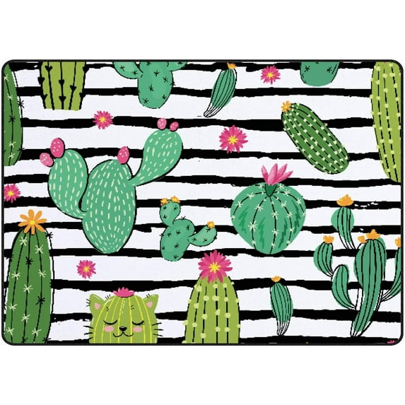 Crawling Indoor Carpet Play Mat Cactus Plants for Living Room Bedroom Educational Nursery Floor Mat Area Rugs 72x48in Carpet Runner