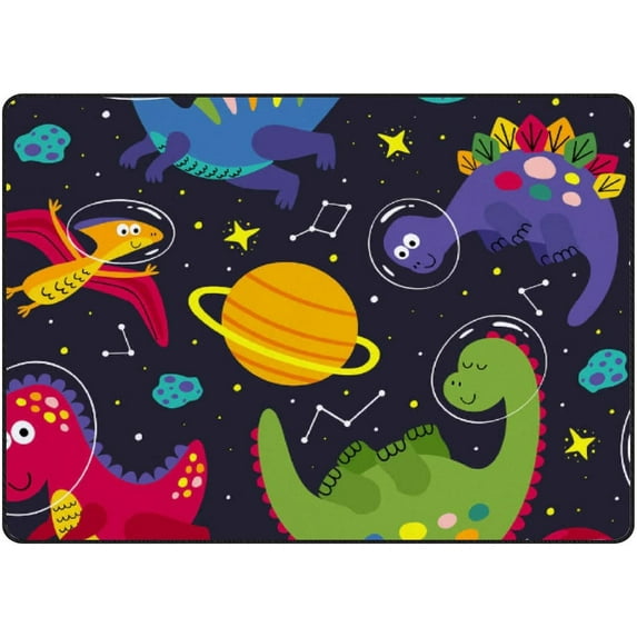 Crawling Indoor Carpet Play Mat Cute Dinosaur in Space for Living Room Bedroom Educational Nursery Floor Mat Area Rugs 60x39inch Carpet Runner