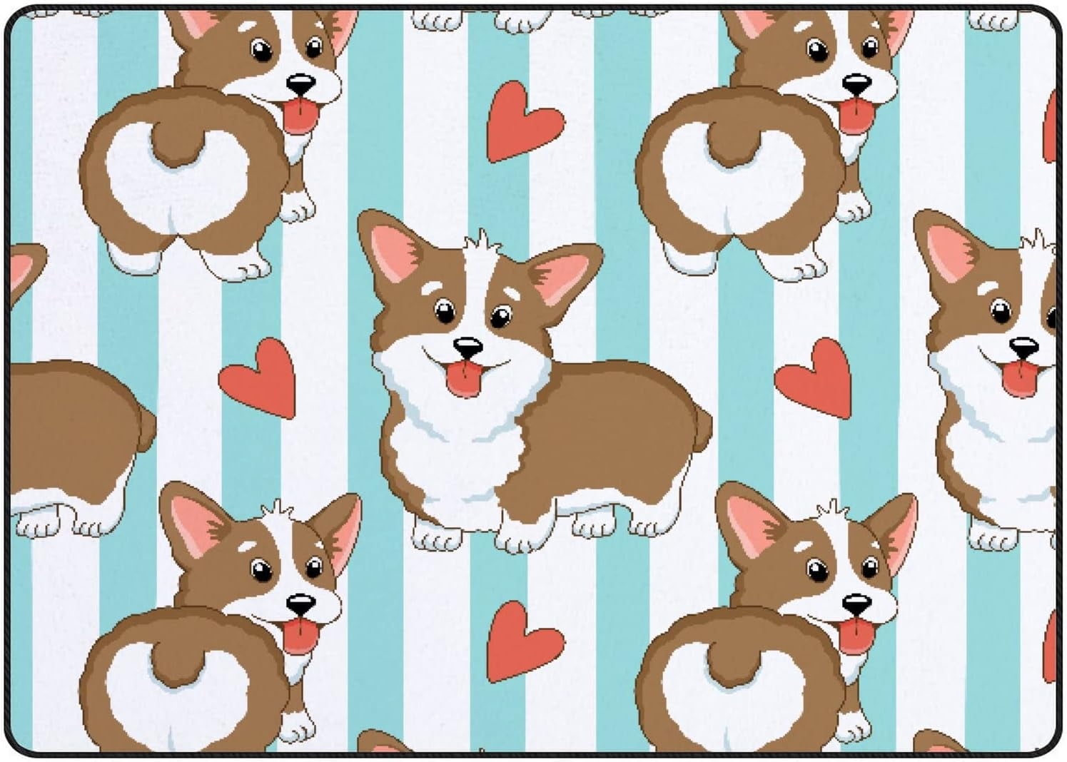 Crawling Indoor Carpet Play Mat Cute Lovely Dogs and Hearts for Living ...