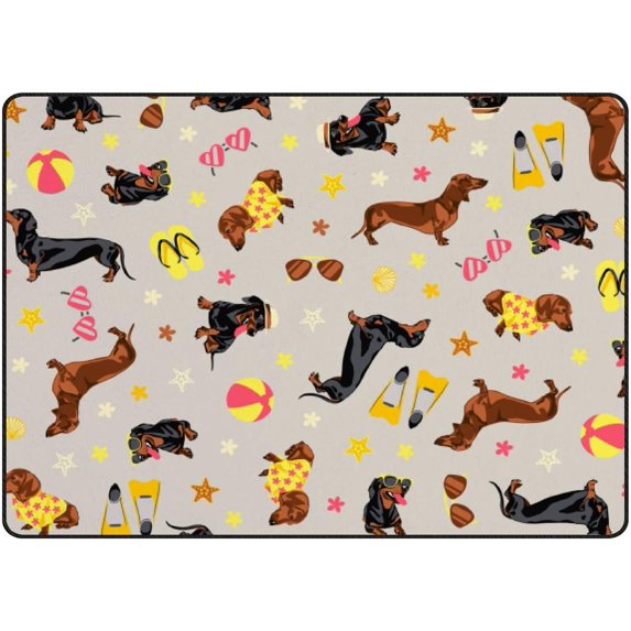 Crawling Indoor Carpet Play Mat Dachshund for Living Room Bedroom Educational Nursery Floor Mat Area Rugs 72x48inch Carpet Runner