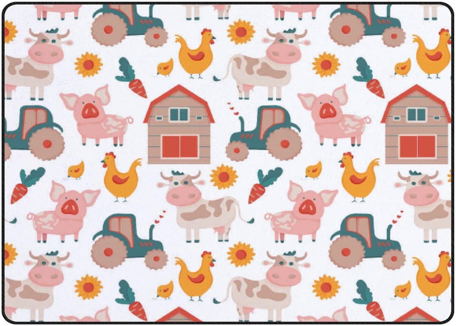 Crawling Indoor Carpet Play Mat Farm Animals Pig Cow Chicken Hen for ...