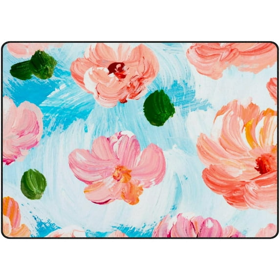 Crawling Indoor Carpet Play Mat Flowers Watercolor for Living Room Bedroom Educational Nursery Floor Mat Area Rugs 60x39in Carpet Runner