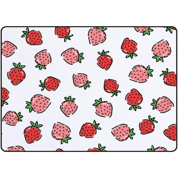 Crawling Indoor Carpet Play Mat Red and White Strawberry for Living Room Bedroom Educational Nursery Floor Mat Area Rugs 60x39inch Carpet Runner