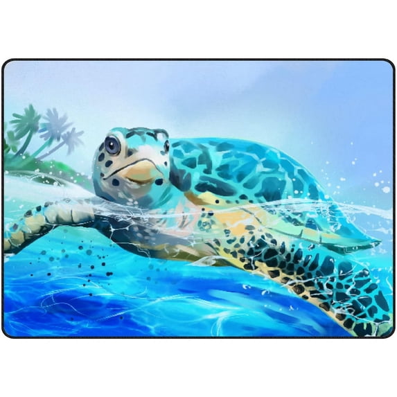 Crawling Indoor Carpet Play Mat Sea Turtle Floats for Living Room Bedroom Educational Nursery Floor Mat Area Rugs 72x48in Carpet Runner