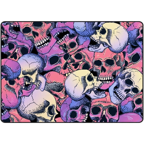 Crawling Indoor Carpet Play Mat Skulls Colorful for Living Room Bedroom Educational Nursery Floor Mat Area Rugs 72x48in Carpet Runner