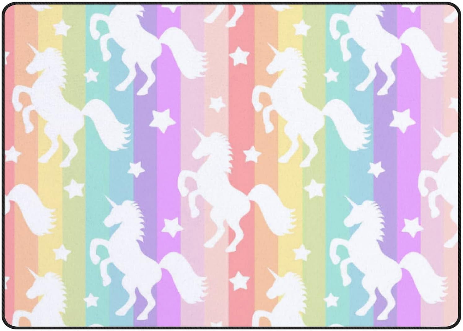 Unicorn Floral Pattern Print Floor Mat