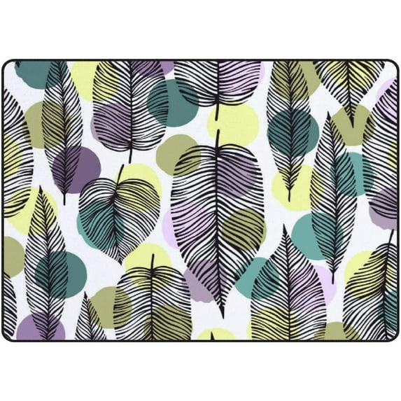 Crawling Indoor Carpet Play Mat Vintage Leaves for Living Room Bedroom Educational Nursery Floor Mat Area Rug 63x48inch Carpet Runner