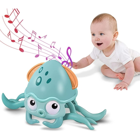 Crawling Octopus Baby Toy with Light Up and Music , Toddler Interactive Toys with Sensor Obstacle Avoidance Function,USB Rechargeable, Fun Moving Toy for Babies, Toddlers and Kids