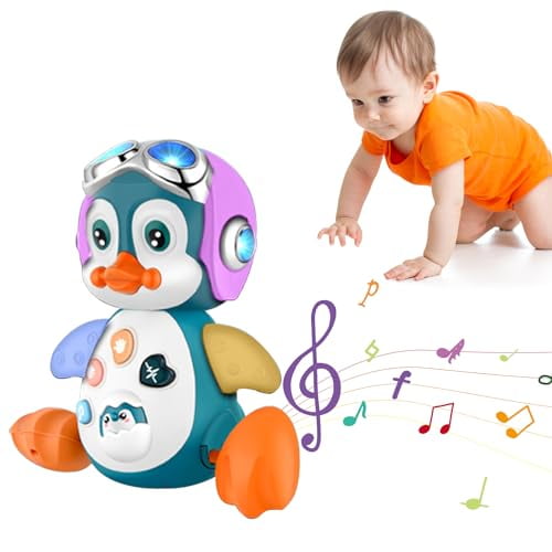 Crawling Penguin Baby Musical Toys,Baby Tummy Time Toys for Infant 0-3 0-6 6-12 12-18 Months Music Learning Crawl Interactive Development Toy with LED Lights,Babies Toddler Boy Girl Birthday Gift