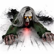 Crawling Zombie Animatronic, Scary Crawling Zombie,Halloween Animatronic Zombie Prop, Sound Activated Ghost Decoration With Light Up Eyes For Haunted House, Porch, Party & Spooky Home Decor
