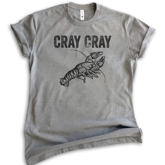 Cray Cray Shirt, Unisex Women's Men's Shirt, Crayfish Shirt, Fishing Shirt, Funny Fish Shirt, Dark Heather Gray, X-Large