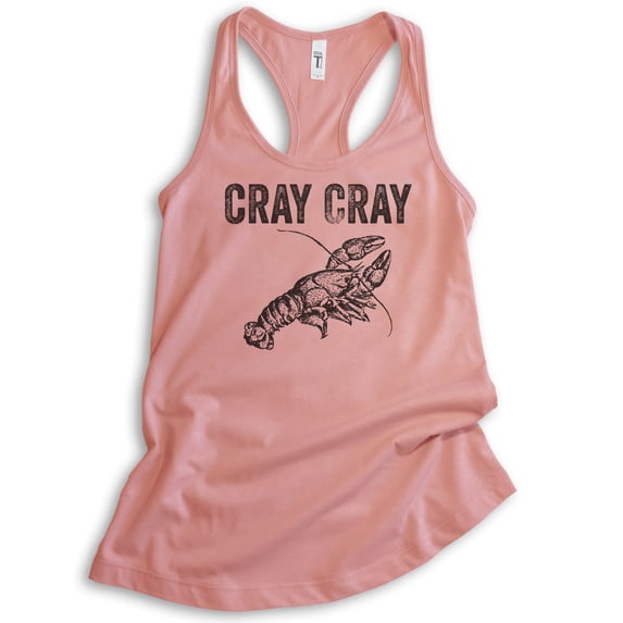 Cray Cray Tank Top, Ladies Racerback Tank Top, Crayfish Tank, Fishing Tank, Funny Fish Tank, Desert Pink, XX-Large