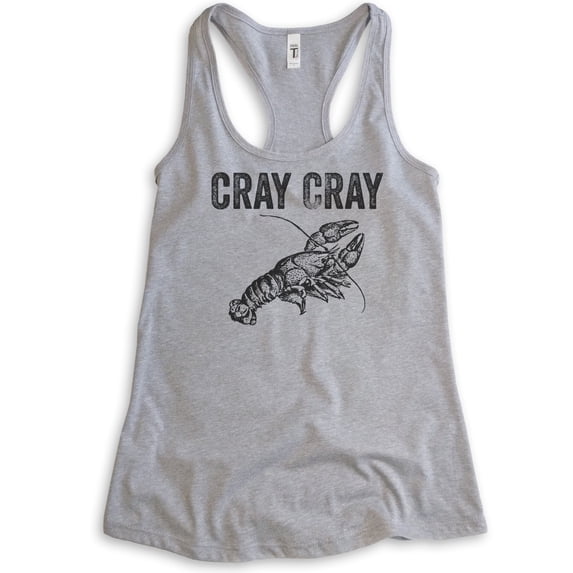 Cray Cray Tank Top, Ladies Racerback Tank Top, Crayfish Tank, Fishing Tank, Funny Fish Tank, Heather Gray, XX-Large
